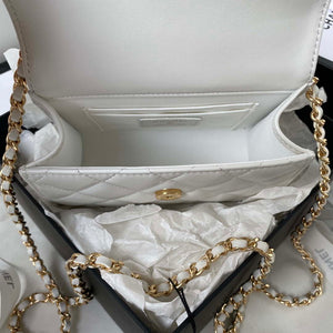 Chanel AP3513 Woc Clutch With Chain lambskin Imitation Pearls Enamel & Gold White - Default Title - View 7