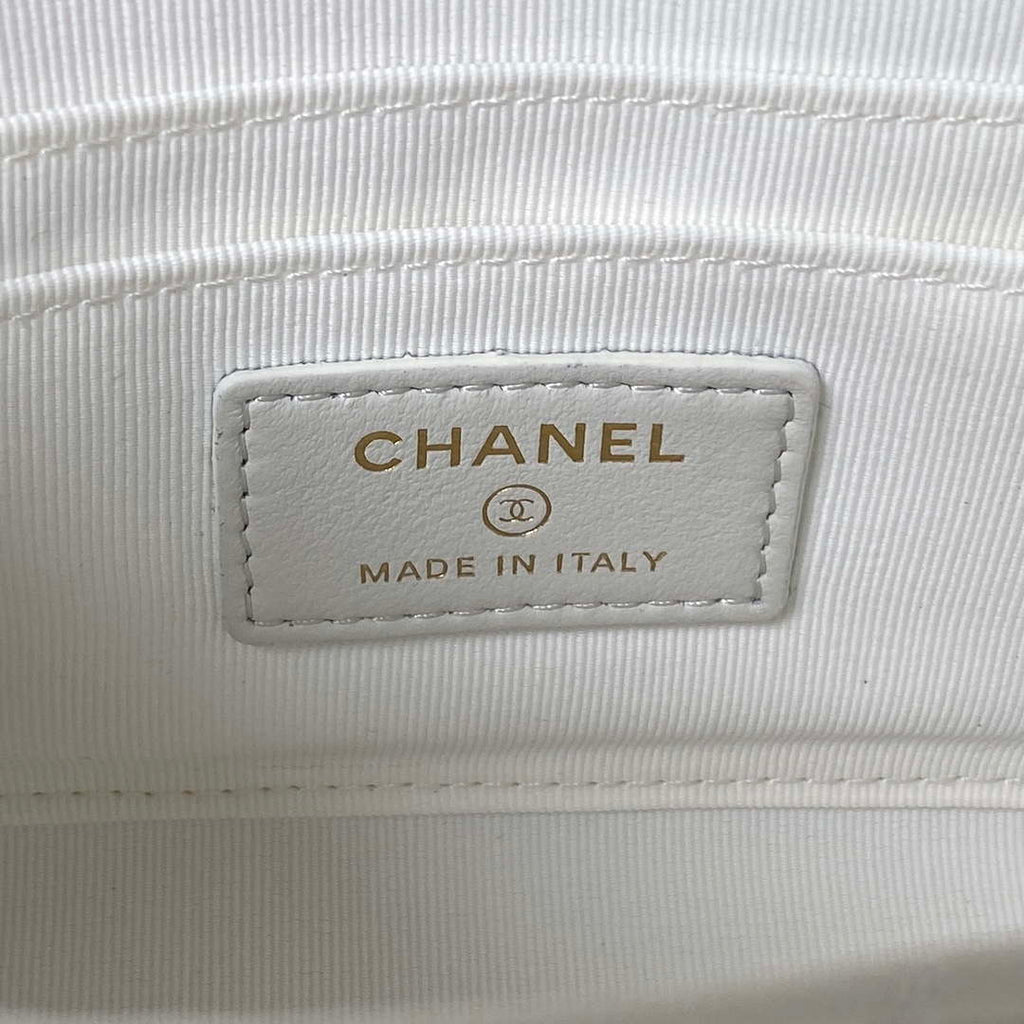 Chanel AP3513 Woc Clutch With Chain lambskin Imitation Pearls Enamel & Gold White