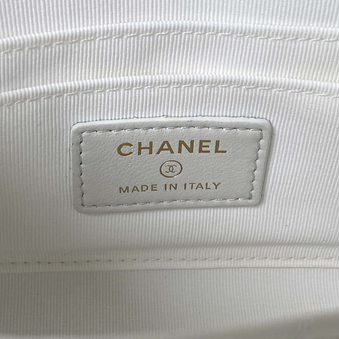 Chanel AP3513 Woc Clutch With Chain lambskin Imitation Pearls Enamel & Gold White