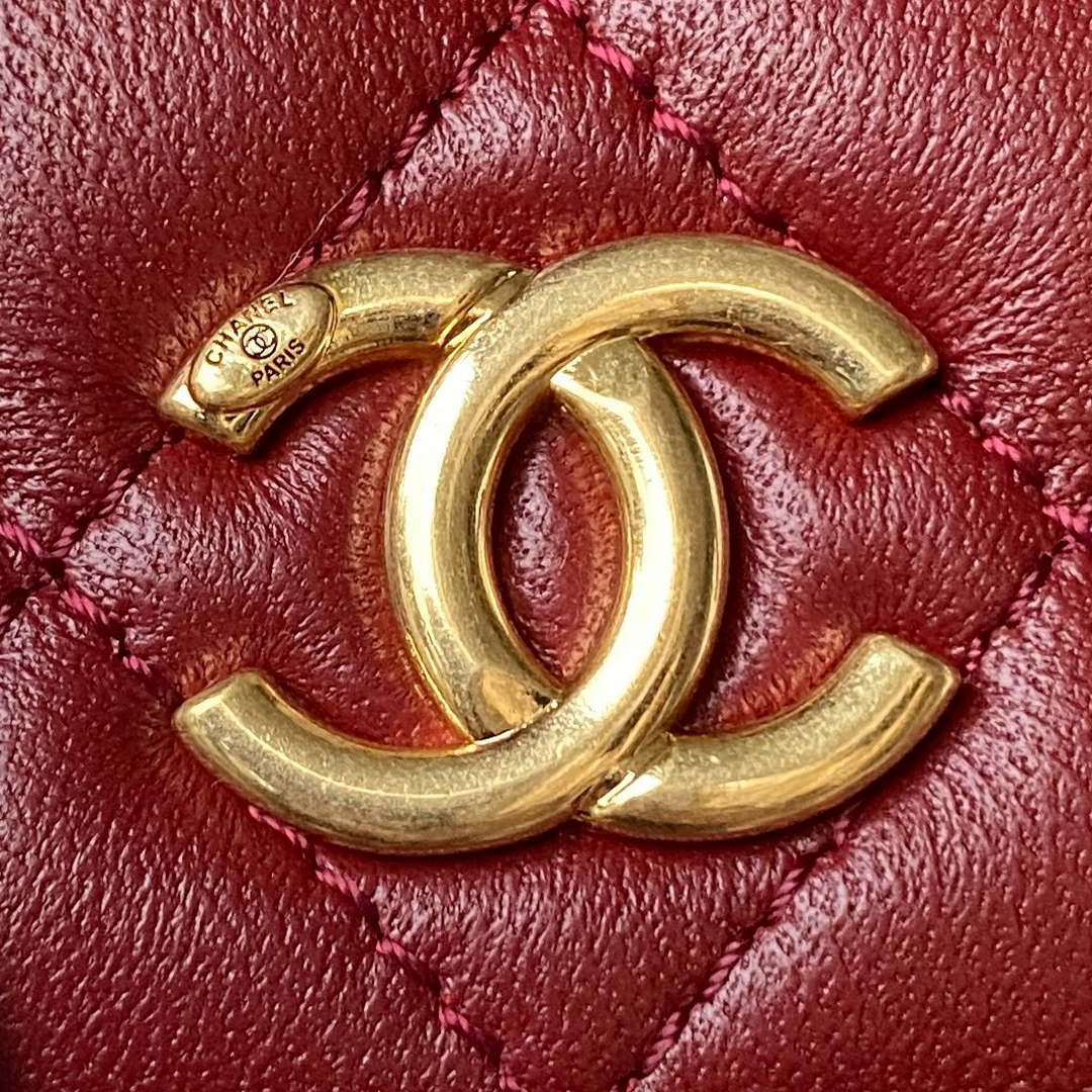 Chanel AP3513 Woc Clutch With Chain lambskin Imitation Pearls Enamel & Gold Wine Red - Default Title - View 3