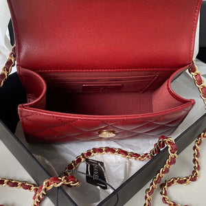 Chanel AP3513 Woc Clutch With Chain lambskin Imitation Pearls Enamel & Gold Wine Red - Default Title - View 8