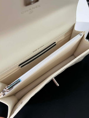 Chanel AP3566 Clutch with Chain White Shiny Crumpled Calfskin Strass & Ruthenium Finish Metal - Default Title - View 7