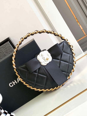 Chanel AP3583 Pouch Mixed Fibers 22CM Calfskin & Gold-Tone Metal Black - Default Title - View 1