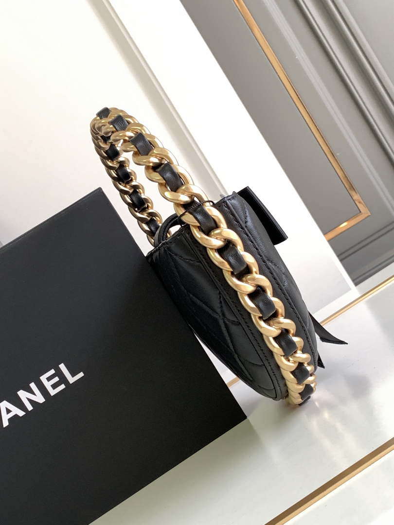 Chanel AP3583 Pouch Mixed Fibers 22CM Calfskin & Gold-Tone Metal Black