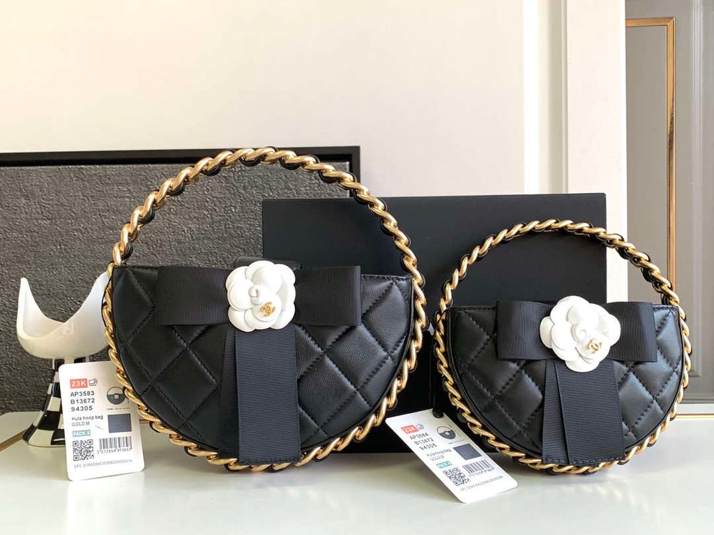 Chanel AP3583 Pouch Mixed Fibers 22CM Calfskin & Gold-Tone Metal Black