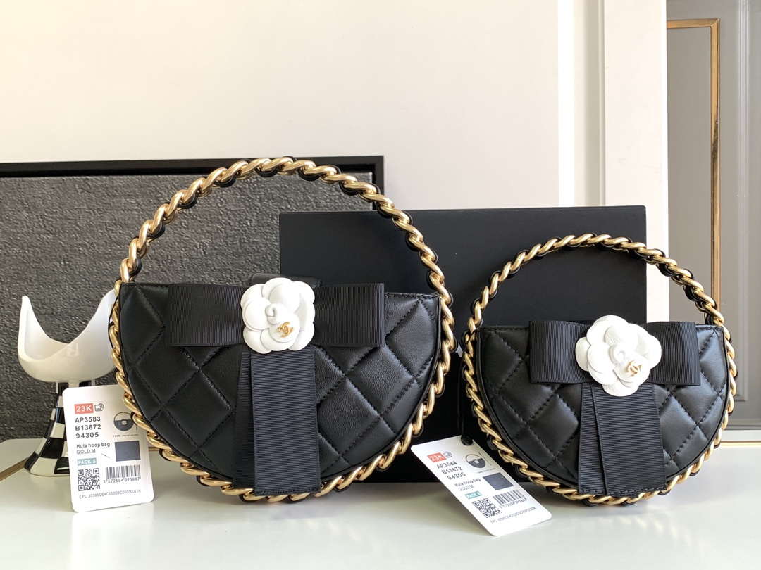 Chanel AP3583 Pouch Mixed Fibers 22CM Calfskin & Gold-Tone Metal Black - Default Title - View 2