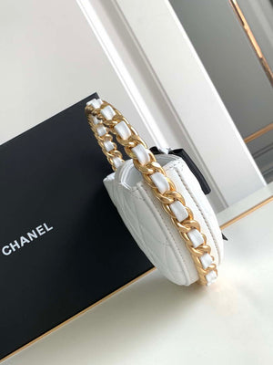 Chanel AP3584 Pouch Mixed Fibers Calfskin & Gold-Tone Metal White - Default Title - View 3