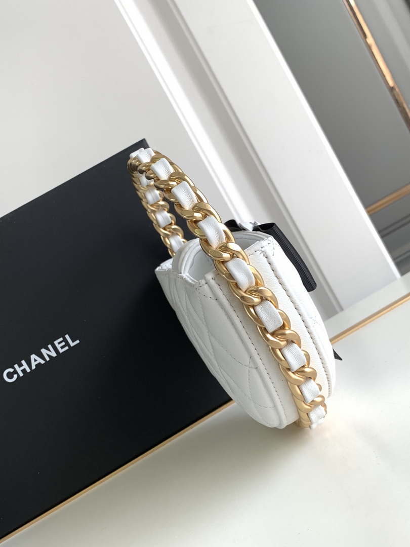 Chanel AP3584 Pouch Mixed Fibers Calfskin & Gold-Tone Metal White