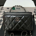 Chanel AP3593 Shiny Crumpled Calfskin Strass & Ruthenium-Finish Metal Black - Default Title - View 1