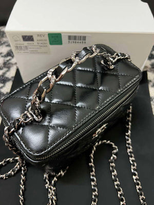 Chanel AP3593 Shiny Crumpled Calfskin Strass & Ruthenium-Finish Metal Black - Default Title - View 2