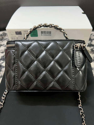 Chanel AP3593 Shiny Crumpled Calfskin Strass & Ruthenium-Finish Metal Black - Default Title - View 3