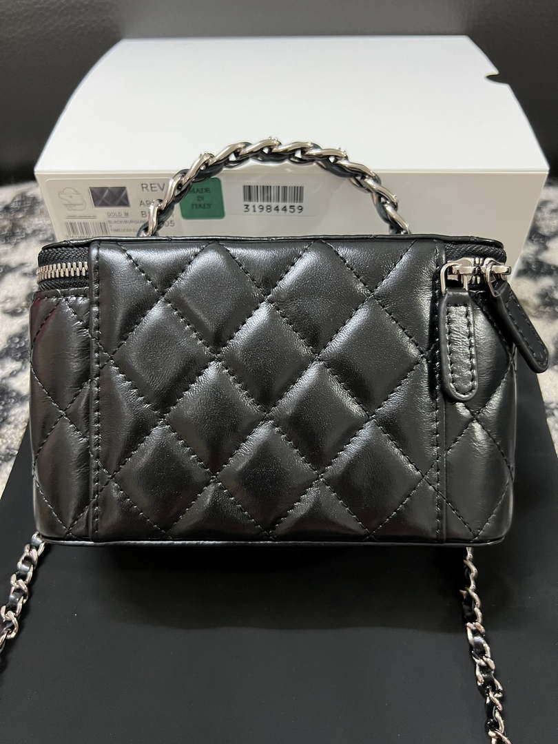 Chanel AP3593 Shiny Crumpled Calfskin Strass & Ruthenium-Finish Metal Black - Default Title - View 3