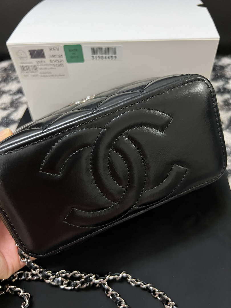 Chanel AP3593 Shiny Crumpled Calfskin Strass & Ruthenium-Finish Metal Black - Default Title - View 4