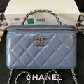 Chanel AP3593 Shiny Crumpled Calfskin Strass & Ruthenium-Finish Metal Blue - Default Title - View 1