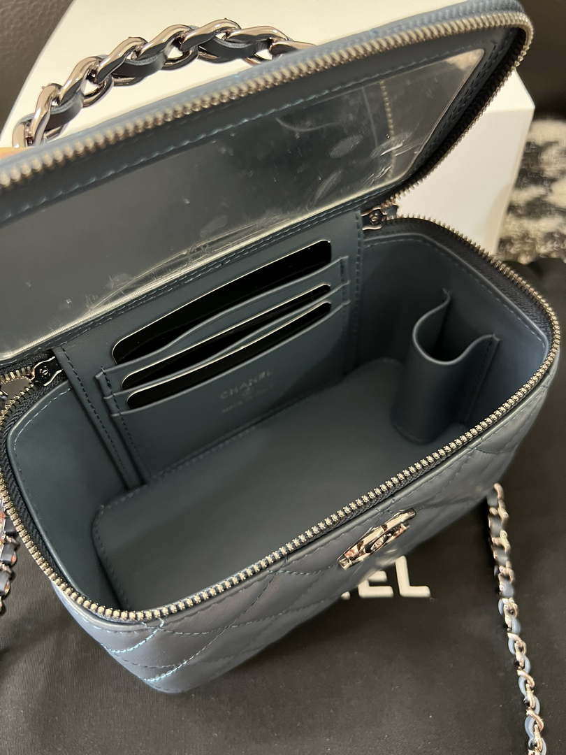 Chanel AP3593 Shiny Crumpled Calfskin Strass & Ruthenium-Finish Metal Blue - Default Title - View 4