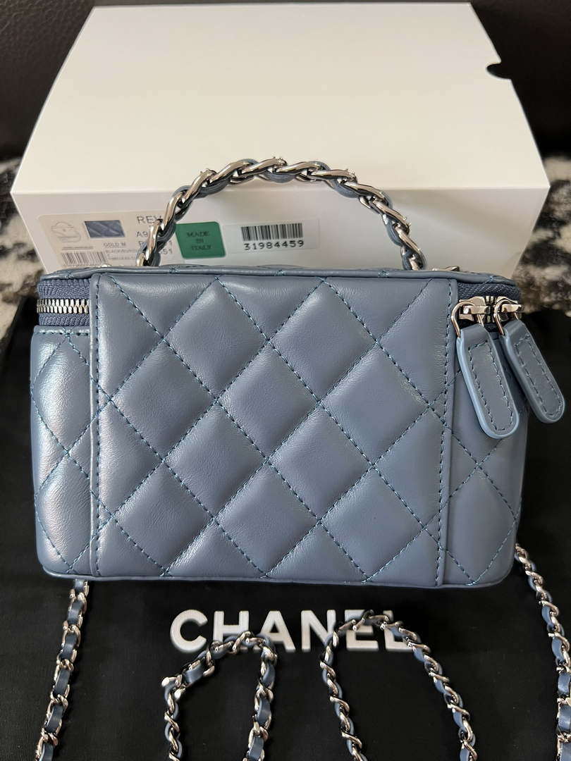 Chanel AP3593 Shiny Crumpled Calfskin Strass & Ruthenium-Finish Metal Blue - Default Title - View 9