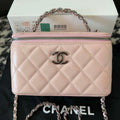 Chanel AP3593 Shiny Crumpled Calfskin Strass & Ruthenium-Finish Metal Pink - Default Title - View 1