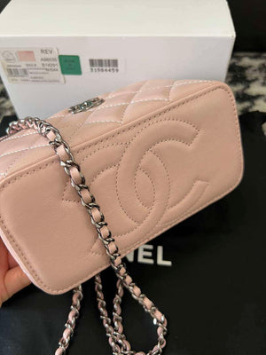 Chanel AP3593 Shiny Crumpled Calfskin Strass & Ruthenium-Finish Metal Pink - Default Title - View 4