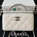 Chanel AP3593 Shiny Crumpled Calfskin Strass & Ruthenium-Finish Metal White - Default Title - View 1