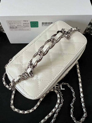 Chanel AP3593 Shiny Crumpled Calfskin Strass & Ruthenium-Finish Metal White - Default Title - View 2