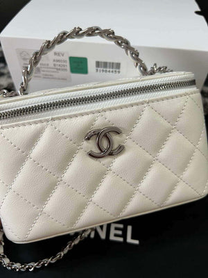 Chanel AP3593 Shiny Crumpled Calfskin Strass & Ruthenium-Finish Metal White - Default Title - View 7