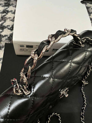 Chanel AP3645 Woc Wallet on Chain Black Shiny Crumpled Calfskin Strass & Ruthenium Finish Metal - Default Title - View 10