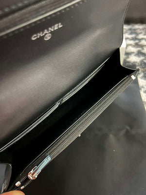 Chanel AP3645 Woc Wallet on Chain Black Shiny Crumpled Calfskin Strass & Ruthenium Finish Metal - Default Title - View 12