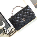 Chanel AP3645 Woc Wallet on Chain Black Shiny Crumpled Calfskin Strass & Ruthenium Finish Metal - Default Title - View 1