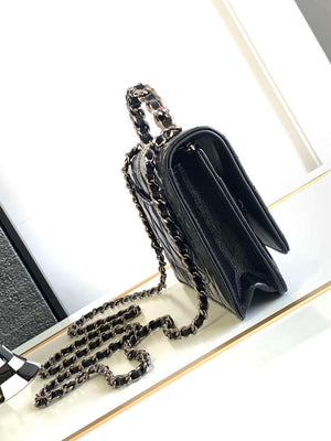 Chanel AP3645 Woc Wallet on Chain Black Shiny Crumpled Calfskin Strass & Ruthenium Finish Metal - Default Title - View 2