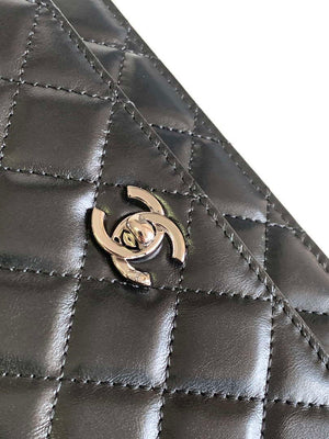Chanel AP3645 Woc Wallet on Chain Black Shiny Crumpled Calfskin Strass & Ruthenium Finish Metal - Default Title - View 5