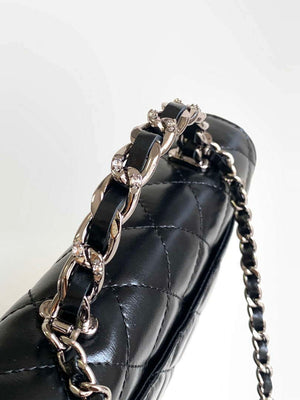 Chanel AP3645 Woc Wallet on Chain Black Shiny Crumpled Calfskin Strass & Ruthenium Finish Metal - Default Title - View 6