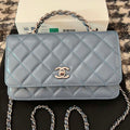 Chanel AP3645 Woc Wallet on Chain Blue Shiny Crumpled Calfskin Strass & Ruthenium Finish Metal - Default Title - View 1