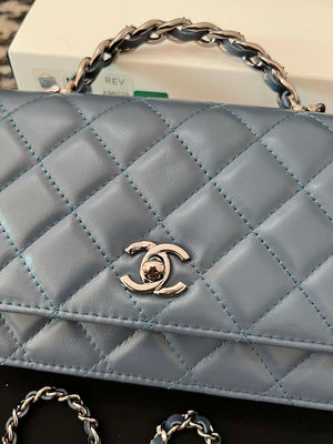 Chanel AP3645 Woc Wallet on Chain Blue Shiny Crumpled Calfskin Strass & Ruthenium Finish Metal - Default Title - View 2
