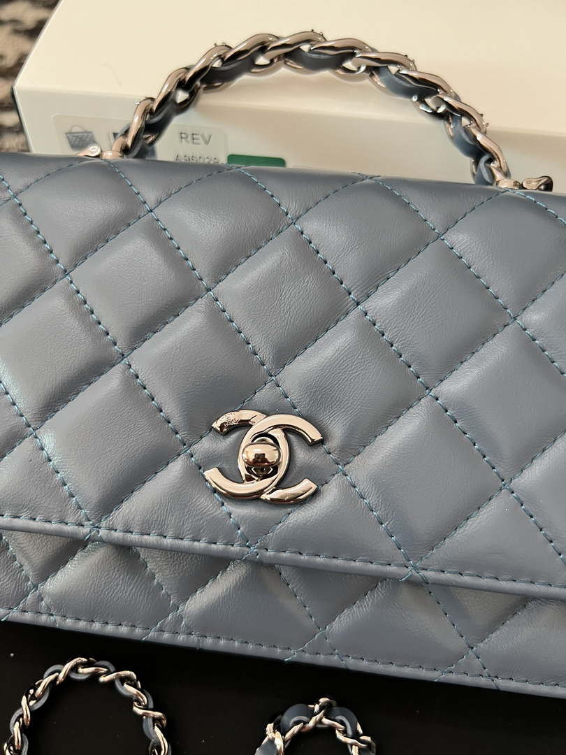 Chanel AP3645 Woc Wallet on Chain Blue Shiny Crumpled Calfskin Strass & Ruthenium Finish Metal - Default Title - View 2