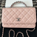 Chanel AP3645 Woc Wallet on Chain Pink Shiny Crumpled Calfskin Strass & Ruthenium Finish Metal - Default Title - View 1