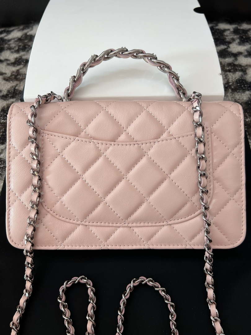 Chanel AP3645 Woc Wallet on Chain Pink Shiny Crumpled Calfskin Strass & Ruthenium Finish Metal