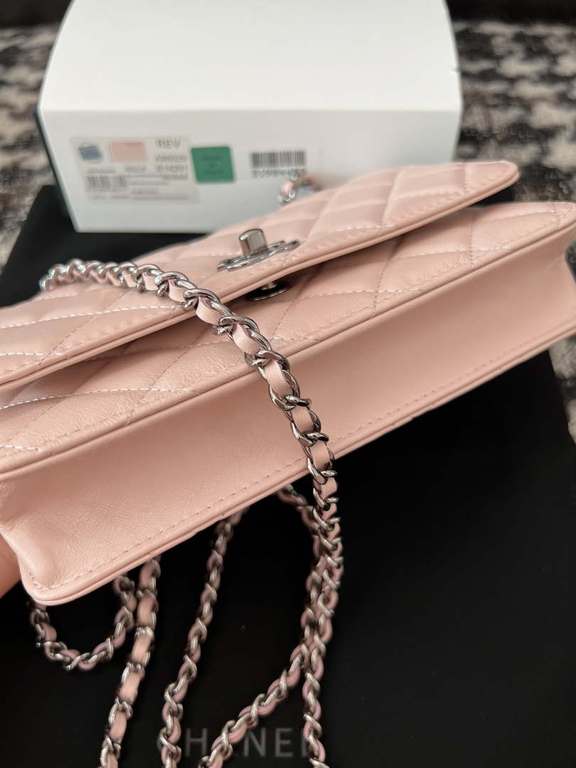 Chanel AP3645 Woc Wallet on Chain Pink Shiny Crumpled Calfskin Strass & Ruthenium Finish Metal - Default Title - View 5
