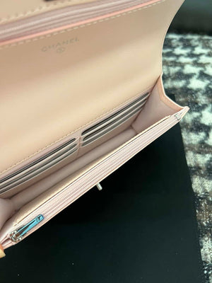 Chanel AP3645 Woc Wallet on Chain Pink Shiny Crumpled Calfskin Strass & Ruthenium Finish Metal - Default Title - View 8