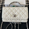 Chanel AP3645 Woc Wallet on Chain White Shiny Crumpled Calfskin Strass & Ruthenium Finish Metal - Default Title - View 1
