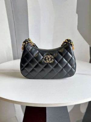 Chanel AP3647 23K Small Hobo Bag Lambskin Gold Metal Black - Default Title - View 2