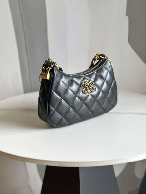 Chanel AP3647 23K Small Hobo Bag Lambskin Gold Metal Black - Default Title - View 3