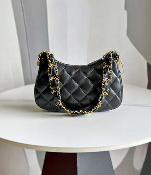 Chanel AP3647 23K Small Hobo Bag Lambskin Gold Metal Black - Default Title - View 4