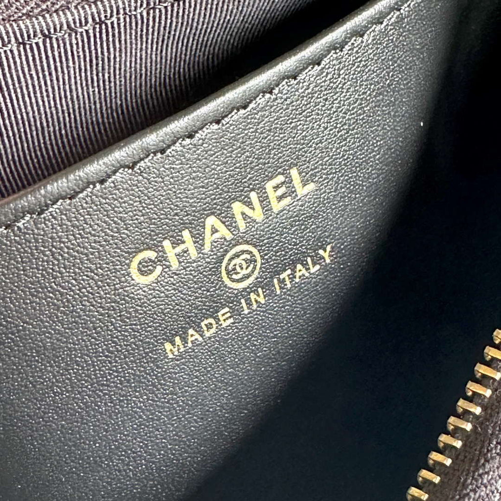 Chanel AP3647 23K Small Hobo Bag Lambskin Gold Metal Black