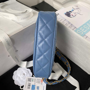 Chanel AP3647 23K Small Hobo Bag Lambskin Gold Metal Blue - Default Title - View 5