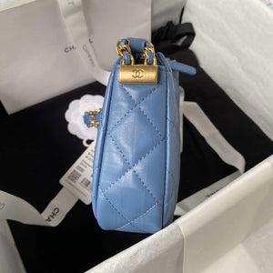Chanel AP3647 23K Small Hobo Bag Lambskin Gold Metal Blue - Default Title - View 6