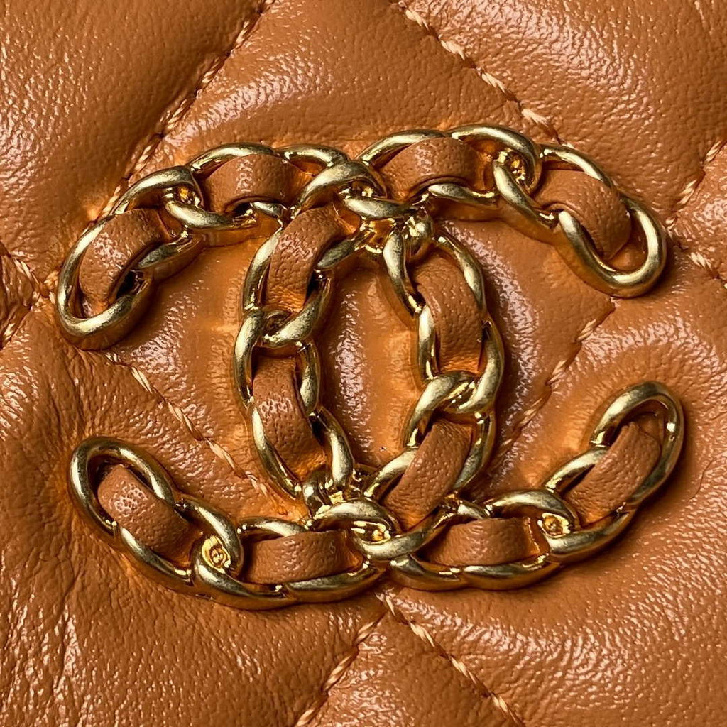 Chanel AP3647 23K Small Hobo Bag Lambskin Gold Metal Caramel