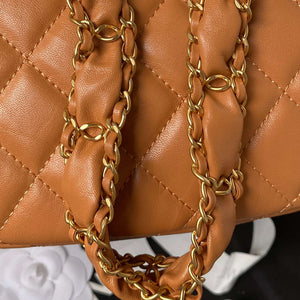 Chanel AP3647 23K Small Hobo Bag Lambskin Gold Metal Caramel - Default Title - View 9