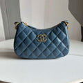 Chanel AP3647 23K Small Hobo Bag Lambskin Gold Metal Navy Blue - Default Title - View 1