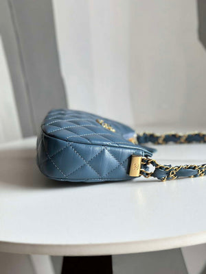 Chanel AP3647 23K Small Hobo Bag Lambskin Gold Metal Navy Blue - Default Title - View 4