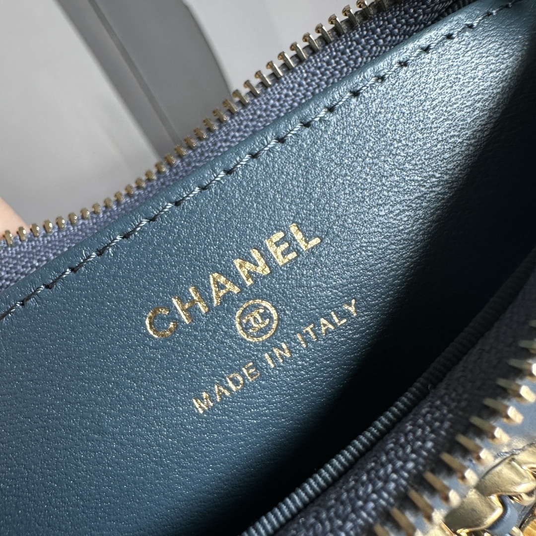 Chanel AP3647 23K Small Hobo Bag Lambskin Gold Metal Navy Blue